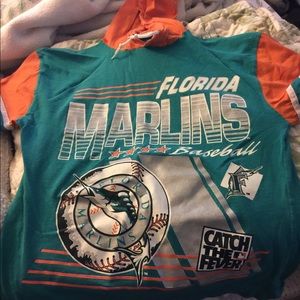Vintage Florida Marlins baseball hooded T-shirt